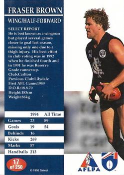 1995 Select AFL #17 Fraser Brown Back